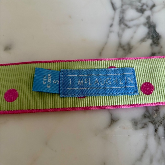 J. McLaughlin D-ring Polka Dot Grosgrain Ribbon Belt - Size Small - Picture 2 of 6